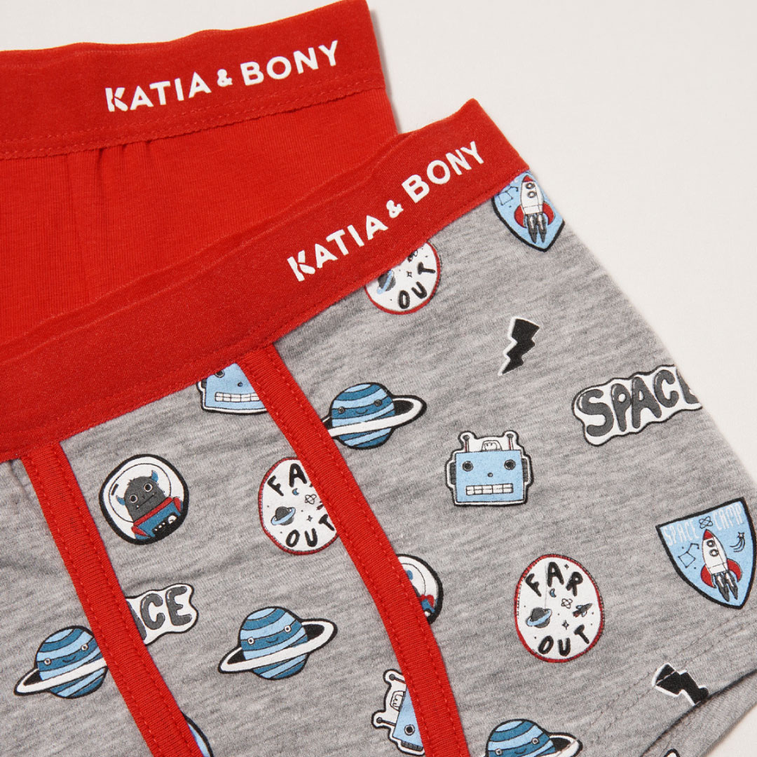 Boy's Robot Pattern Boxer Red/Grey - Image 2