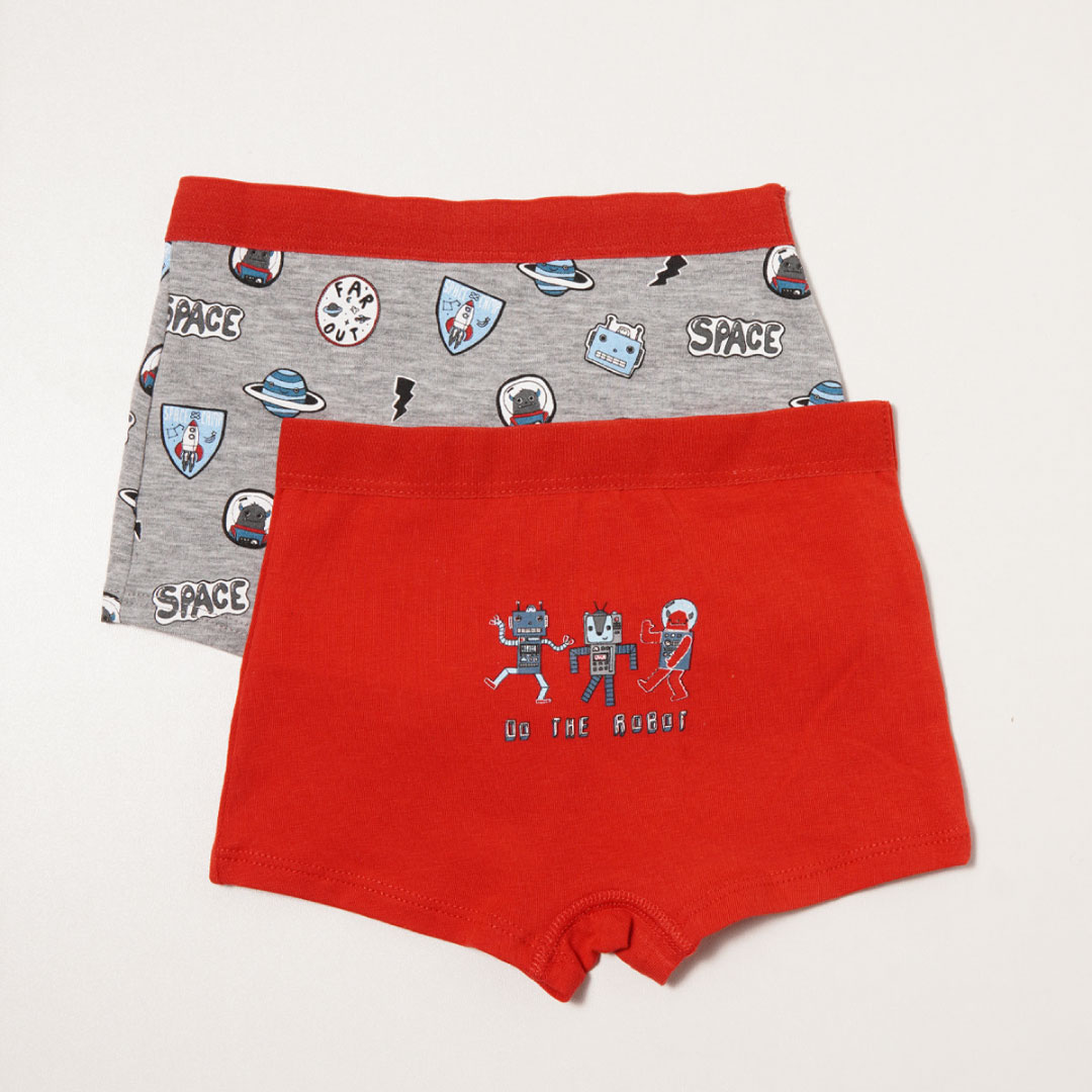 Boy's Robot Pattern Boxer Red/Grey - Image 4