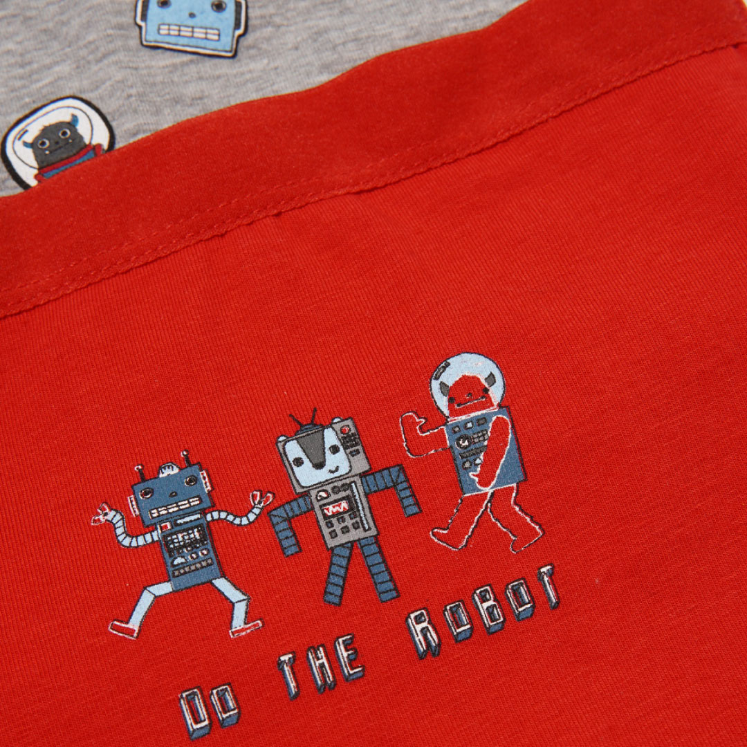 Boy's Robot Pattern Boxer Red/Grey - Image 3