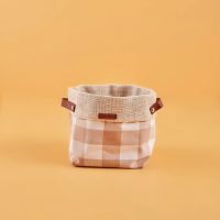 Plaid Organizer Basket Beige (16×13 cm)