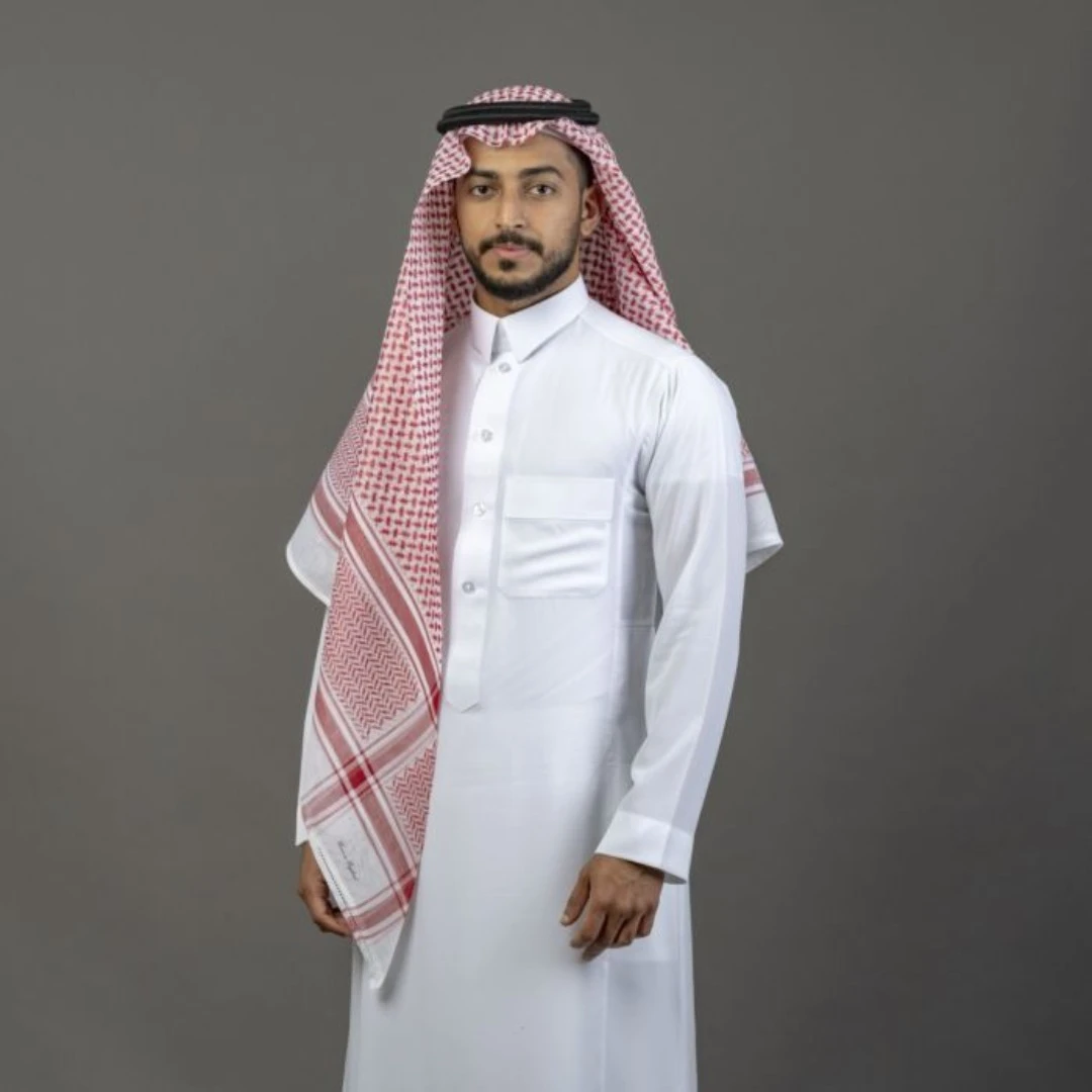 شماغ البسام جون لين بخطوط لامعه احمر