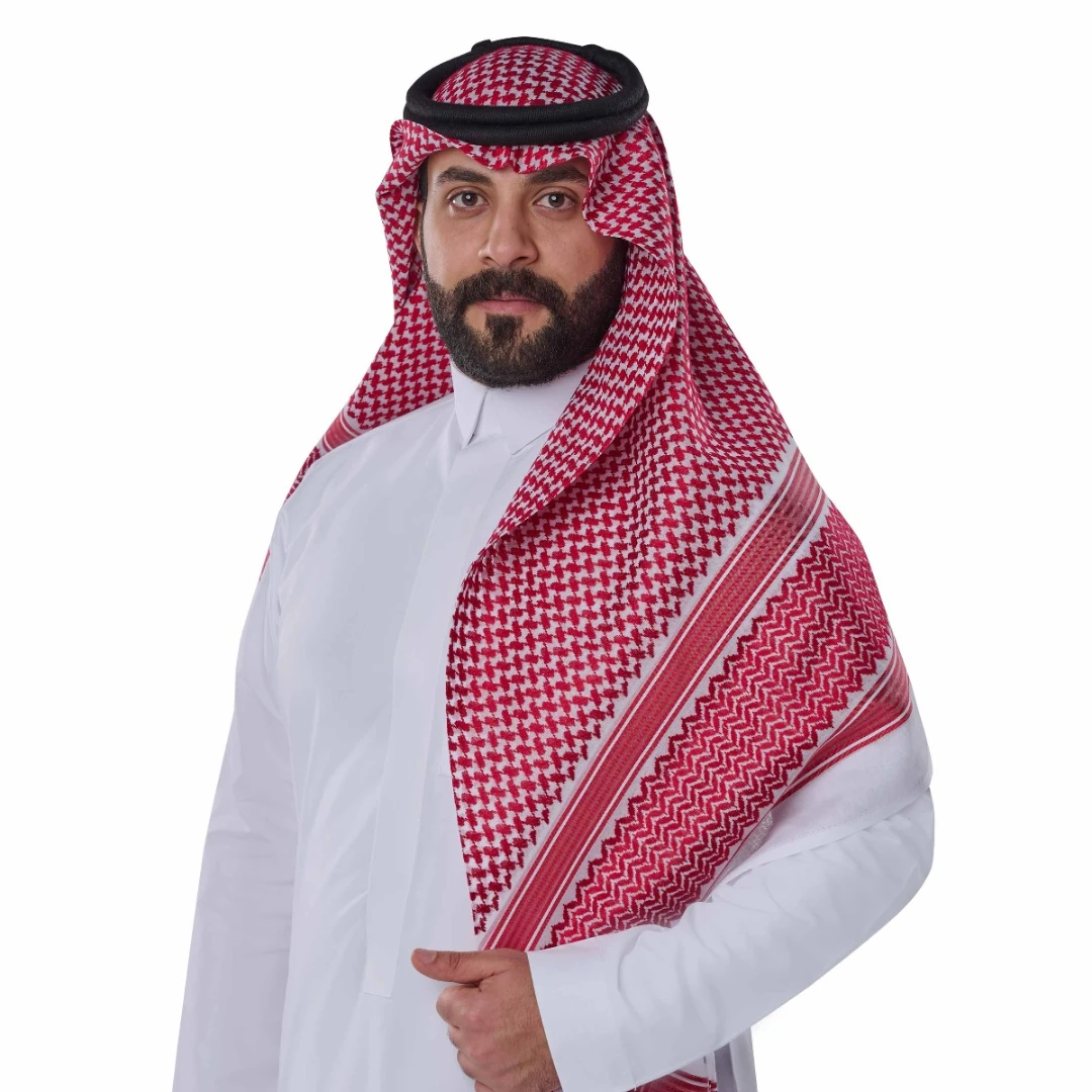 شماغ العجلان الذهبي احمر رجالي