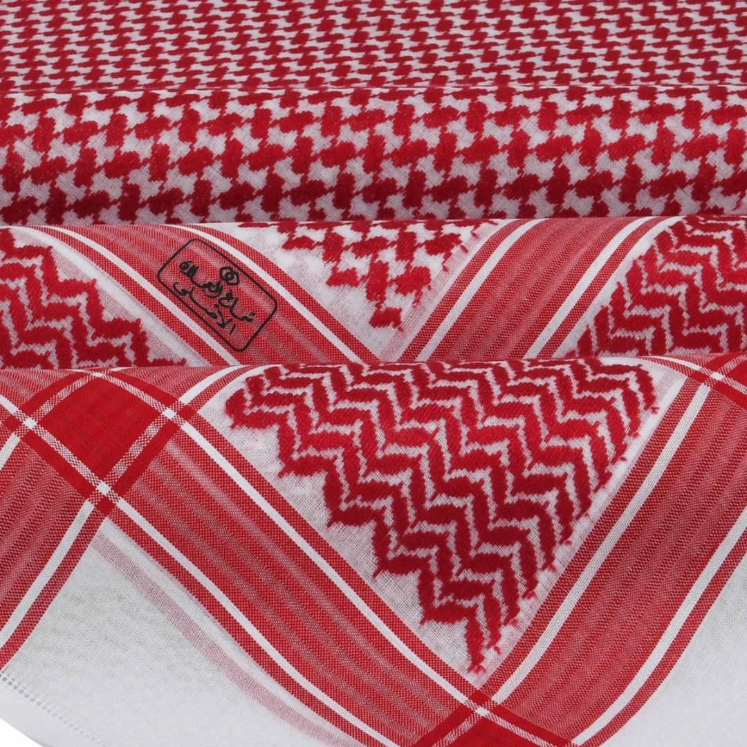 شماغ العجلان الذهبي احمر غامق رجالي
